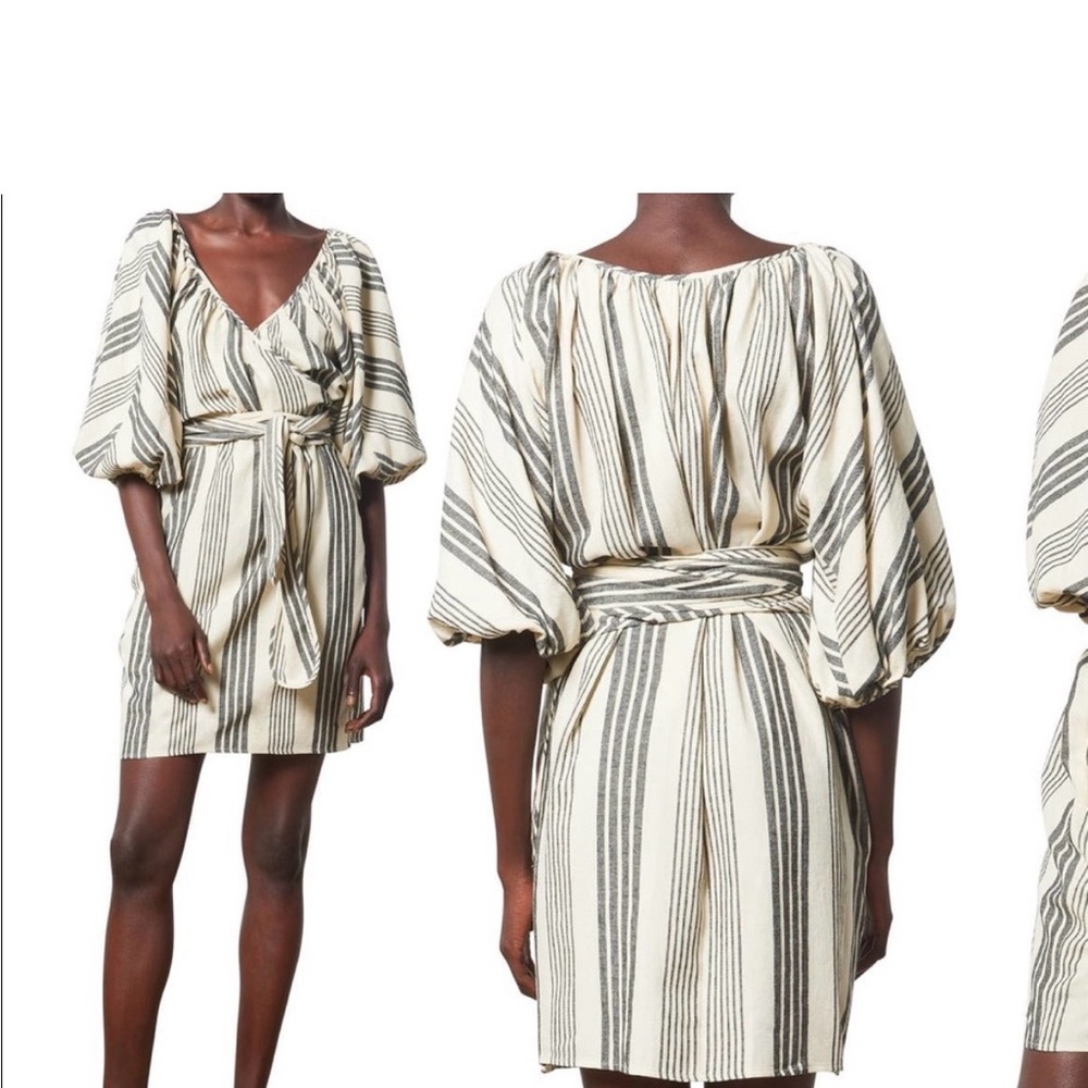 Mara Hoffman Cream and Black Striped Mini Dress